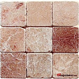 Mermer Eskitme Kırmızılı Bej  Doğal Taş Fayans 10x10 - DT1546