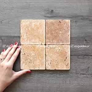 Traverten Eskitme Sarı Doğal Taş Fayans 10x10  - DT1552