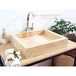 12x50x50cm Tezgah Üstü Doğal Taş Lavabo -DT1465