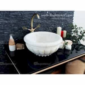 20x45 Beyaz Mermer Lavabo-DT1472