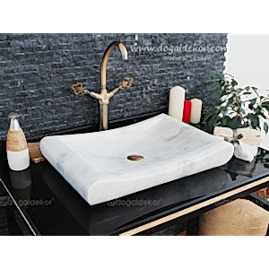 10x40x60 Beyaz Mermer Lavabo -DT1474