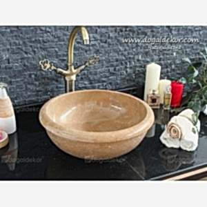 15x42 Tezgah Dolap Üstü Doğaltaş Mermer Lavabo - DT1496