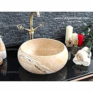 15x42 Tezgah Dolap Üzeri Doğal taş Mermer Lavabo - DT1498