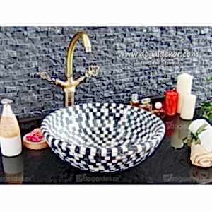 15x42cm El yapımı Mozaik Çanak Mermer Mozaik Lavabo -DT1505