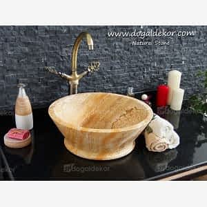 15x42cm Dolap Üstü Mermer Taş Lavabo -DT1510
