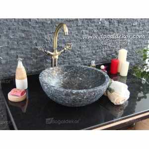 14x42cm Siyah Mermer Lavabo - DT1512