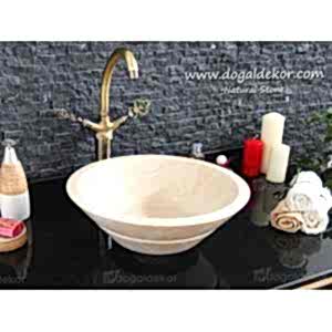15x41cm Bej Mermer Lavabo -DT1517