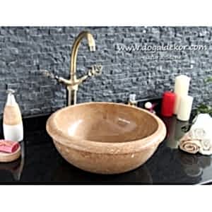 15x42cm Kahverengi Mermer Lavabo - DT1520