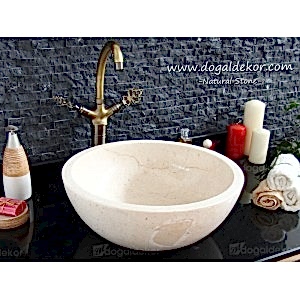 15x42cm Bej Mermer Lavabo Modelleri - DT1522