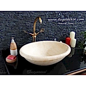 15x42x53cm Oval Mermer Banyo Lavabosu -DT1524