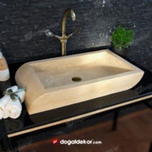 10x40x70cm Traverten Doğal Taş Lavabo - DT1626