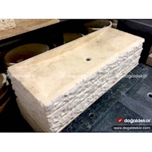 10x46x120cm Masif Traverten Doğal Taş Lavabo - DT1664