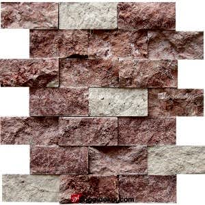 Patlatma Taş Duvar Kırmızı Traverten Bej Mix 5x10 -DT1171